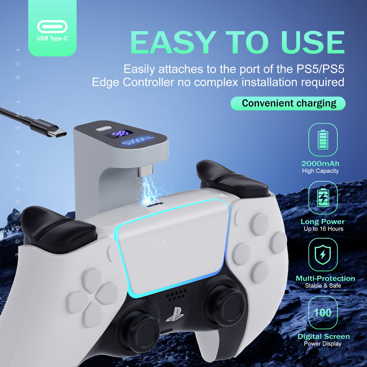 Plugs into the controller USB-C port, no installation