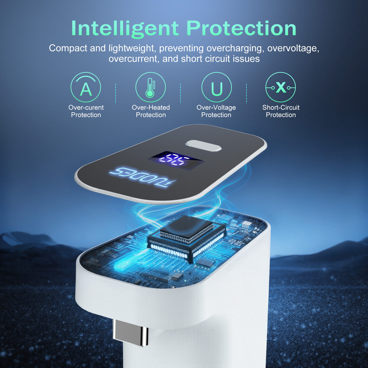 Over-current, over-heat, over-voltage and short-circuit protection